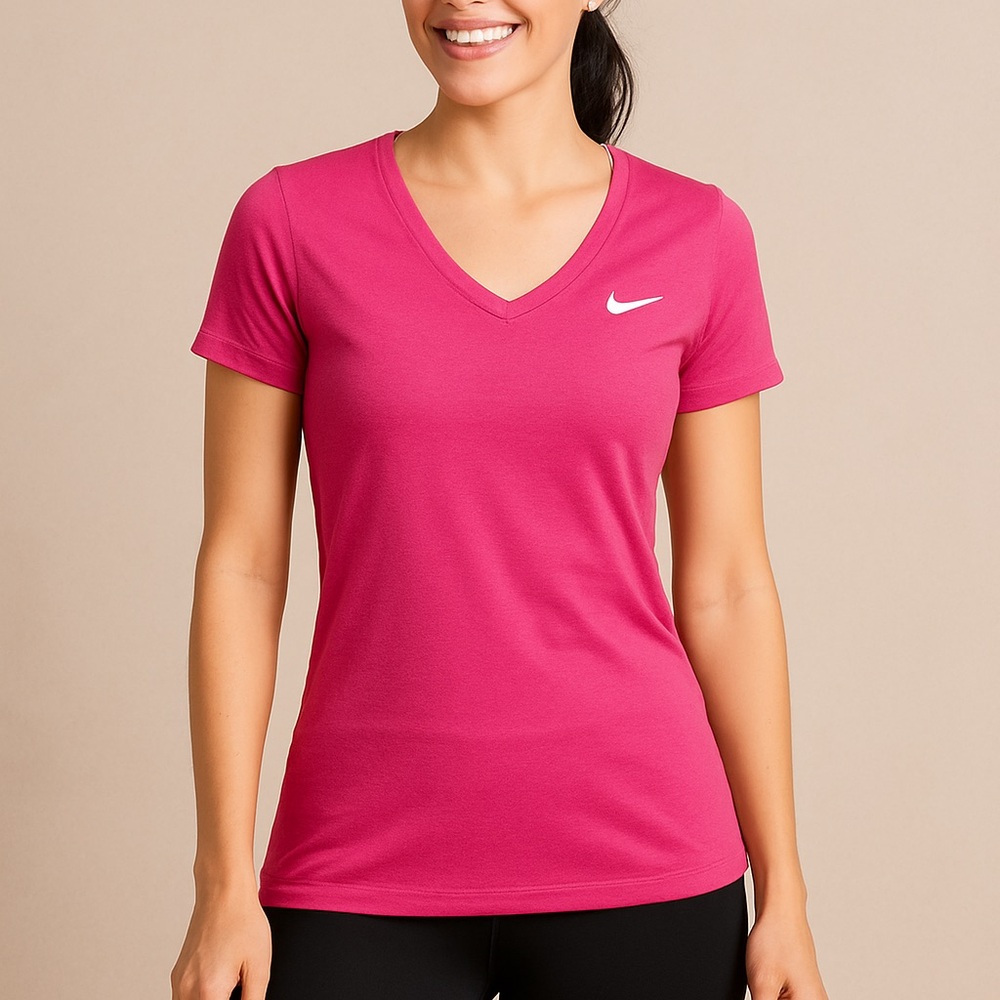 Nike Dri-FIT Women’s Pink V-Neck Athletic Tee | Size Small